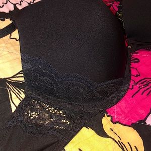 Black Padded Lace Push Up Bra 34B